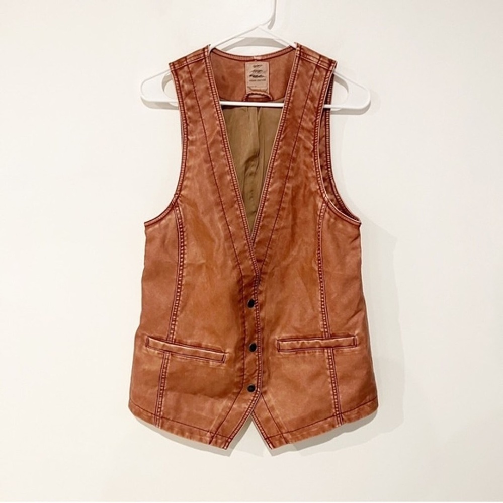 We The Free Longline Faux Leather Boyfriend Vest